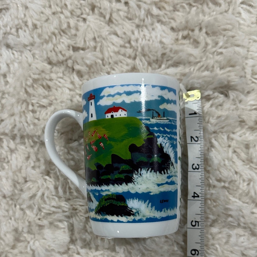 MAUDE LEWIS Seaside Lighthouse Ceramic Mug in Blue and White. New - Picture 6 of 6